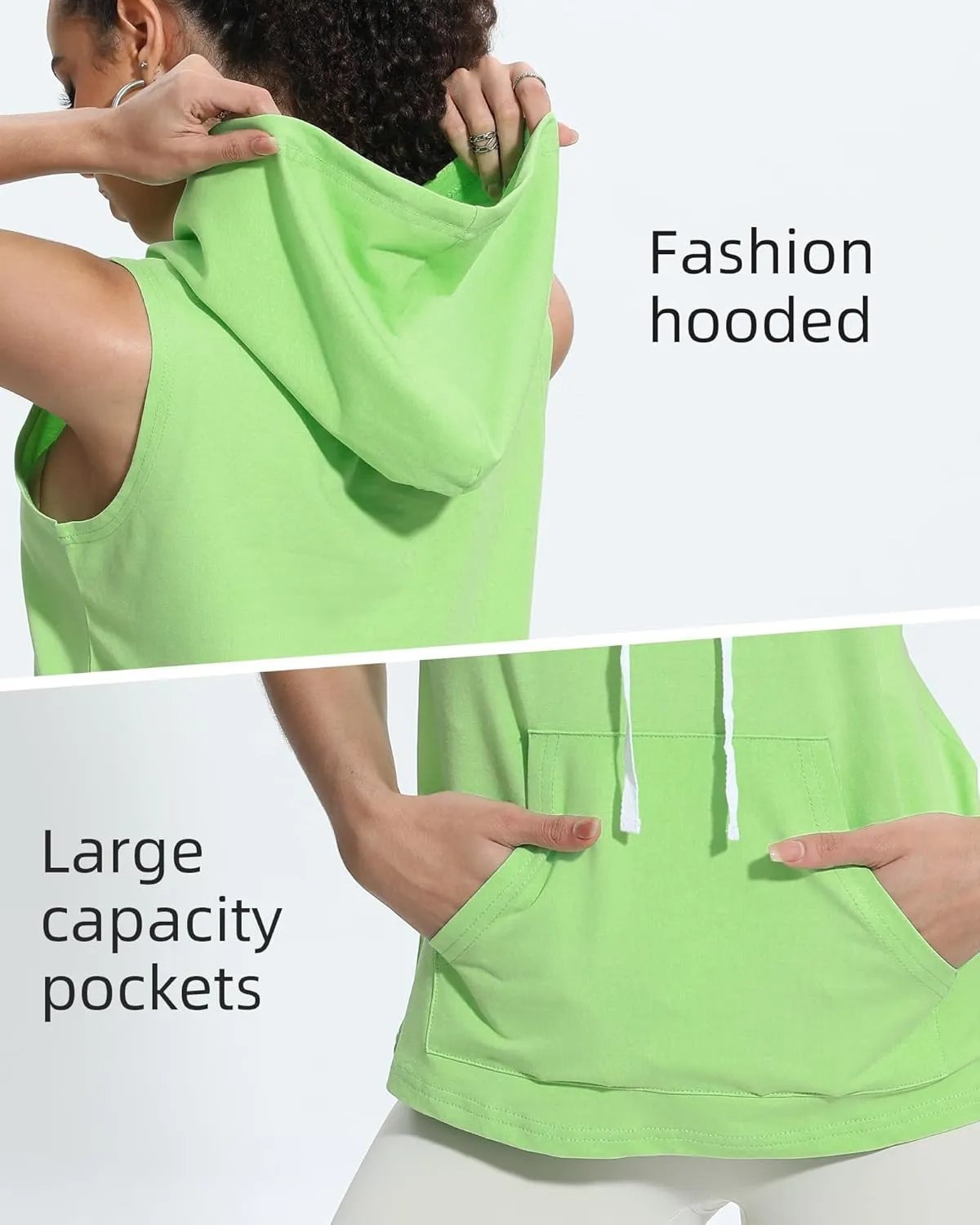 Xeoxarel Women's Sleeveless Tank Top Hoodies Vest with Pockets (S-XL)