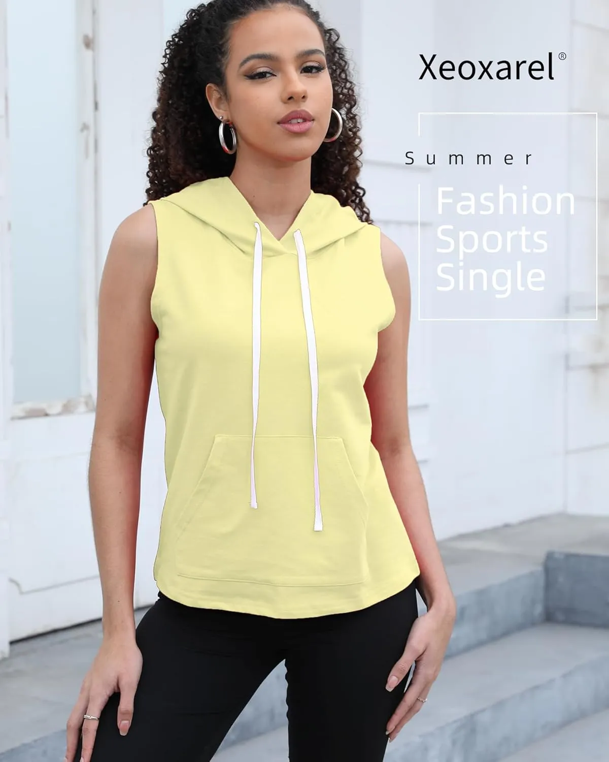 Xeoxarel Women's Sleeveless Tank Top Hoodies Vest with Pockets (S-XL)