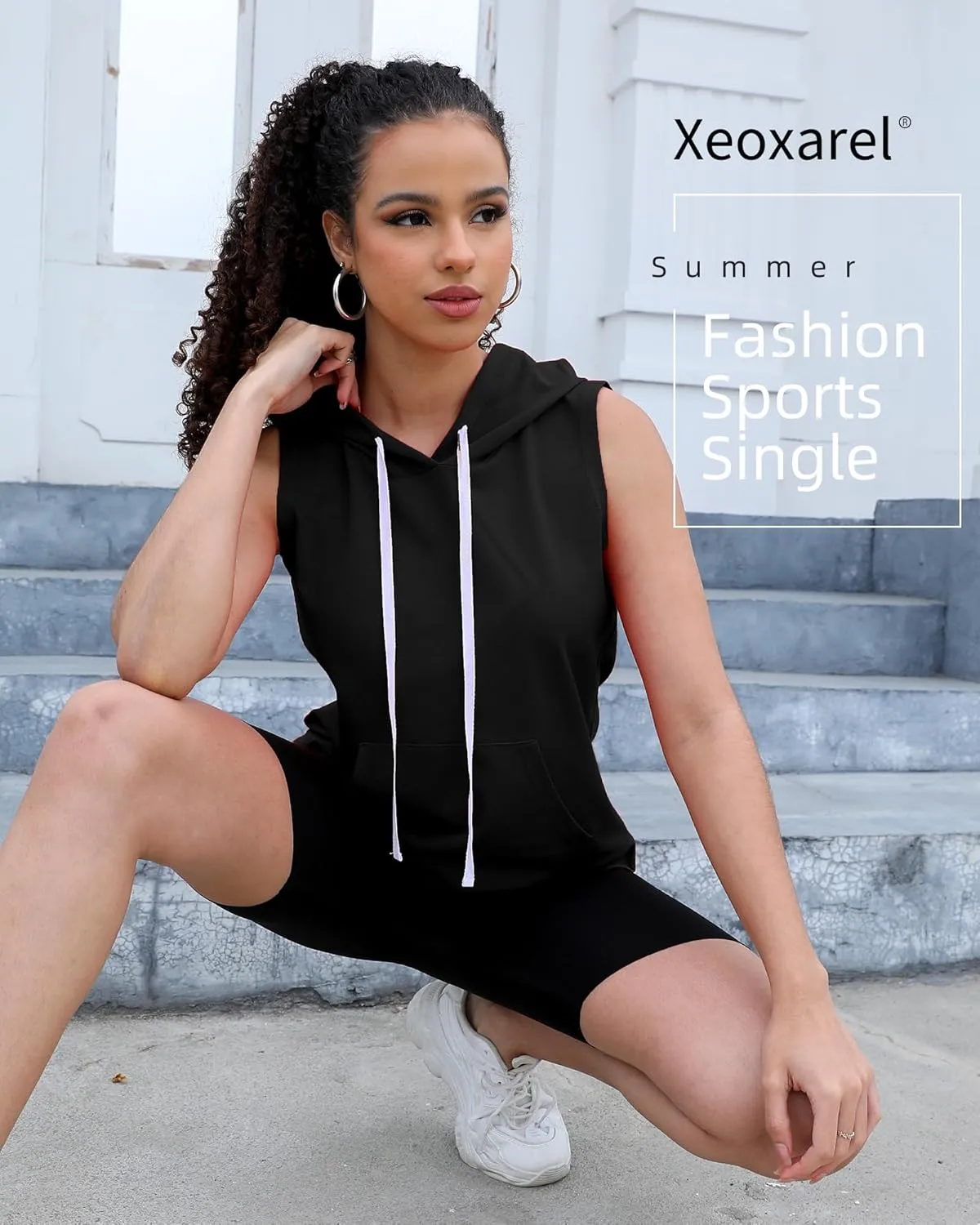 Xeoxarel Women's Sleeveless Tank Top Hoodies Vest with Pockets (S-XL)