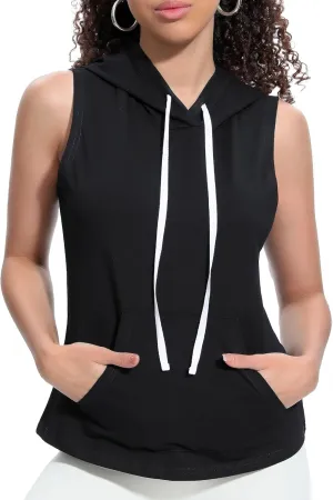 Xeoxarel Women's Sleeveless Tank Top Hoodies Vest with Pockets (S-XL)