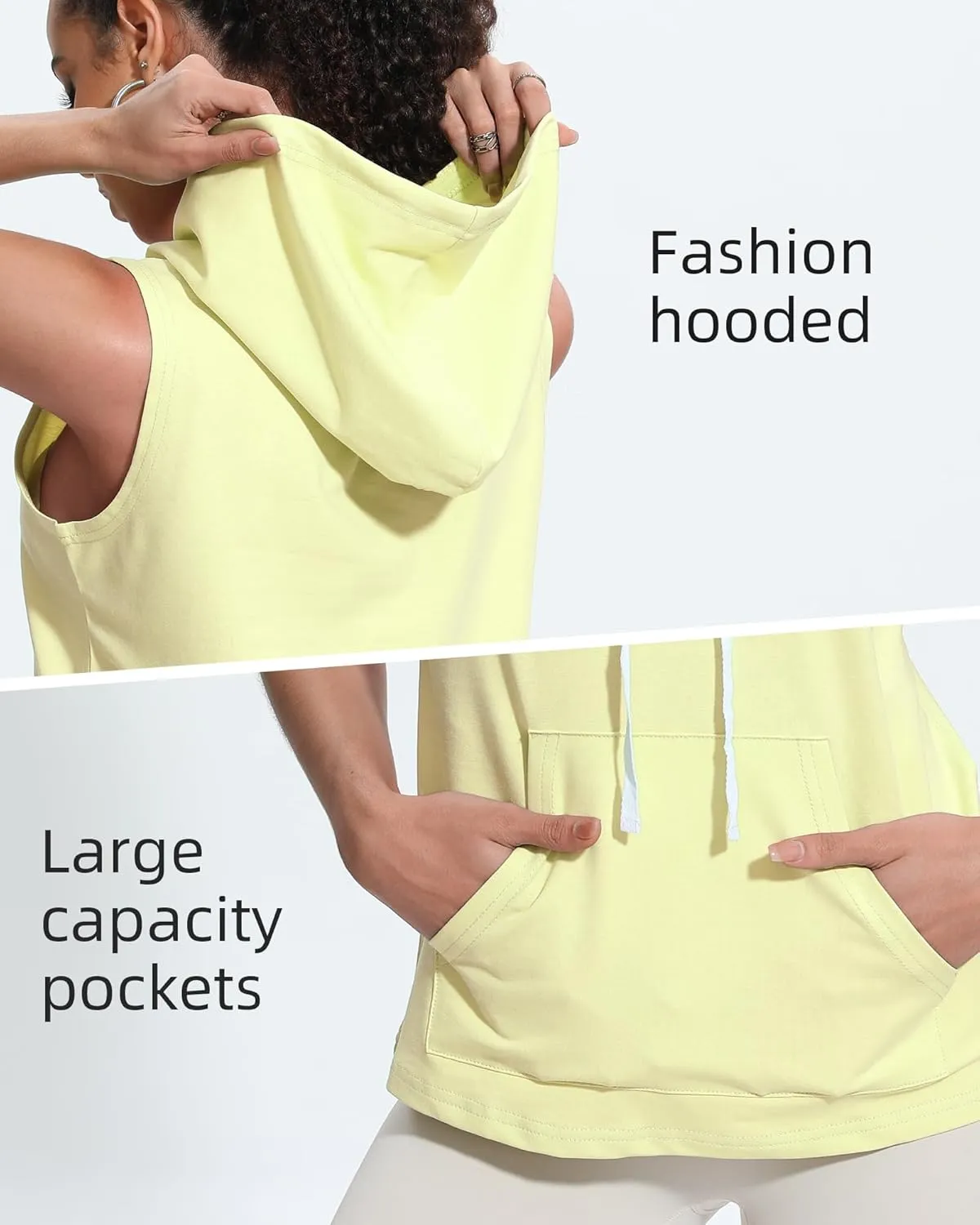 Xeoxarel Women's Sleeveless Tank Top Hoodies Vest with Pockets (S-XL)