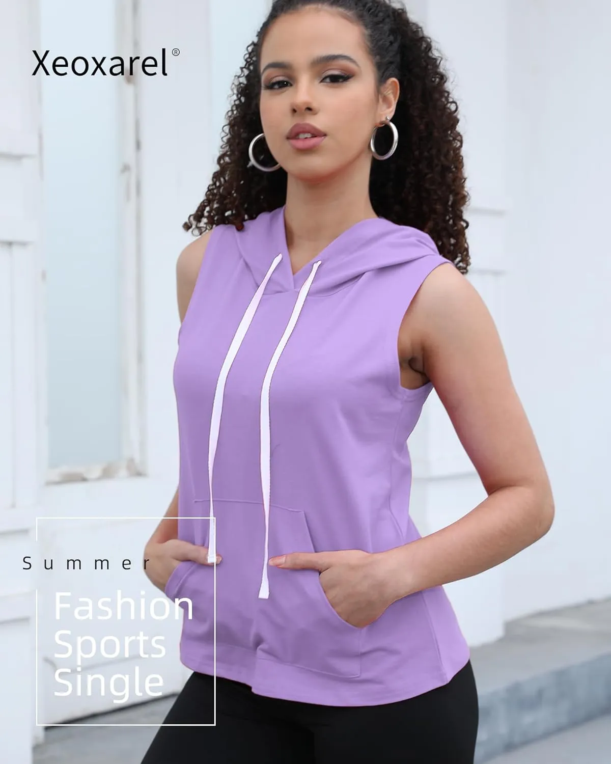 Xeoxarel Women's Sleeveless Tank Top Hoodies Vest with Pockets (S-XL)