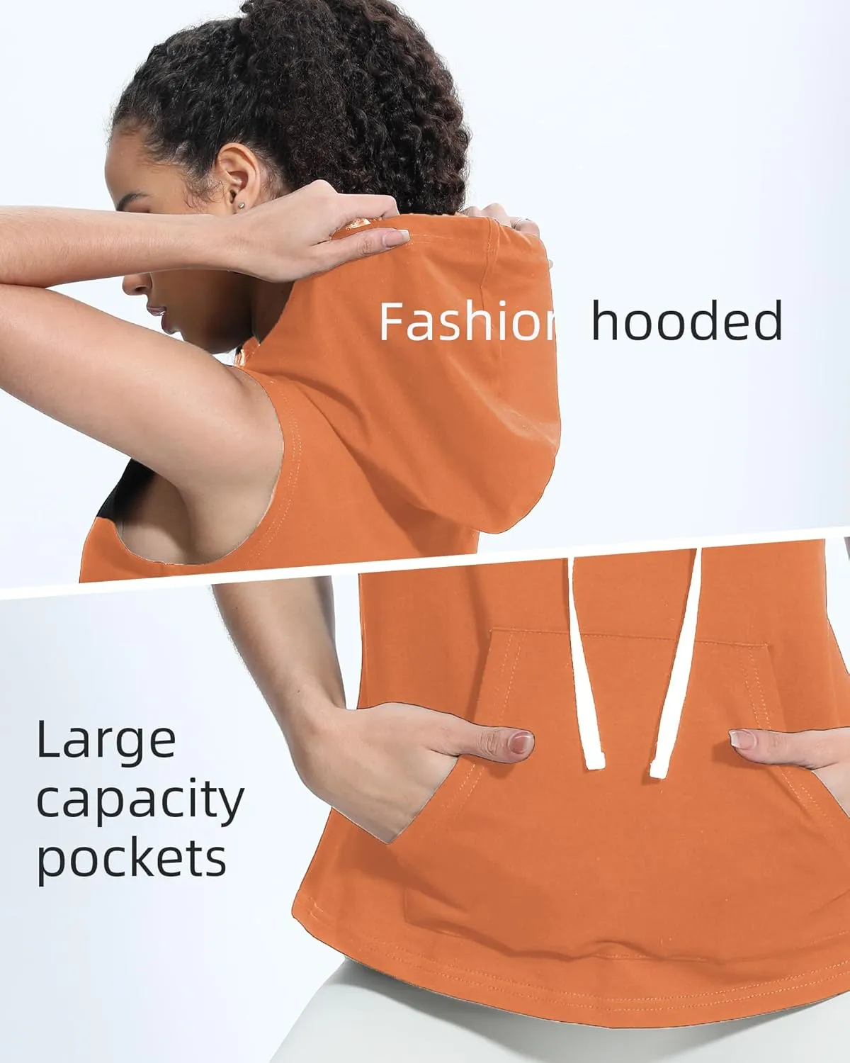 Xeoxarel Women's Sleeveless Tank Top Hoodies Vest with Pockets (S-XL)