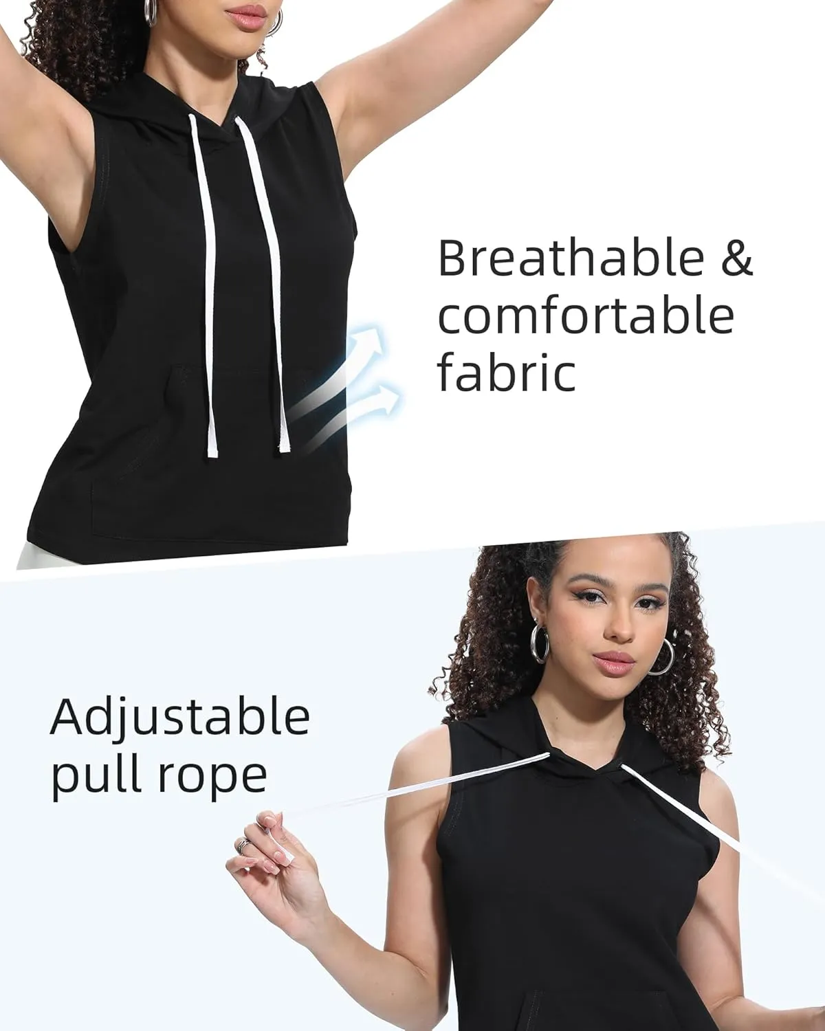 Xeoxarel Women's Sleeveless Tank Top Hoodies Vest with Pockets (S-XL)