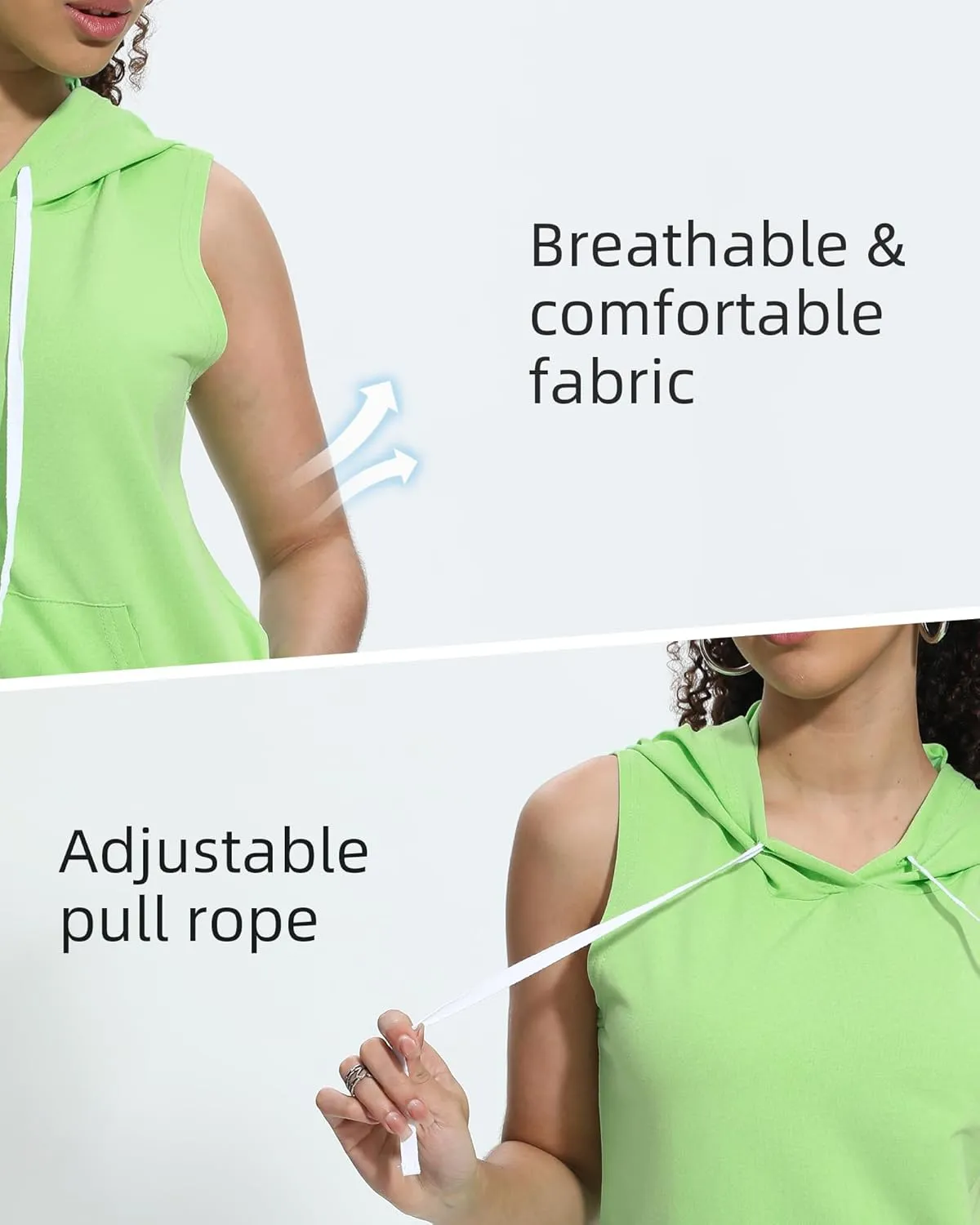 Xeoxarel Women's Sleeveless Tank Top Hoodies Vest with Pockets (S-XL)