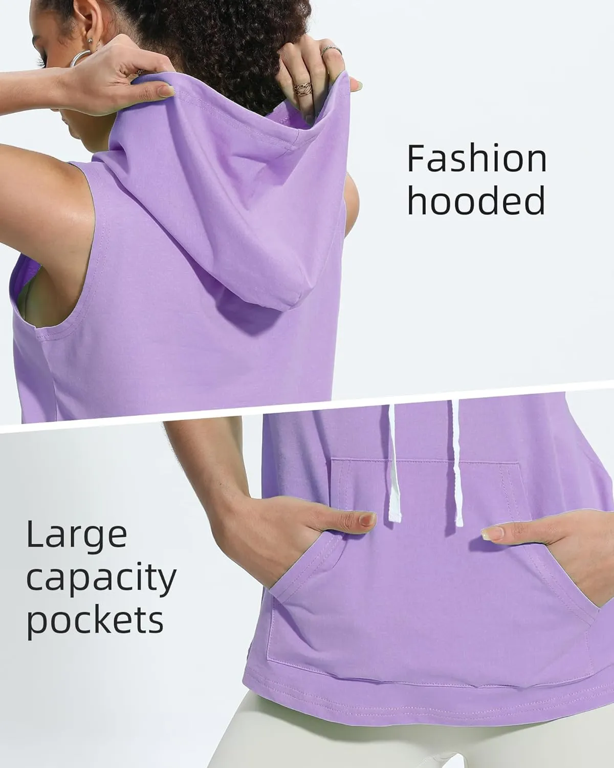 Xeoxarel Women's Sleeveless Tank Top Hoodies Vest with Pockets (S-XL)