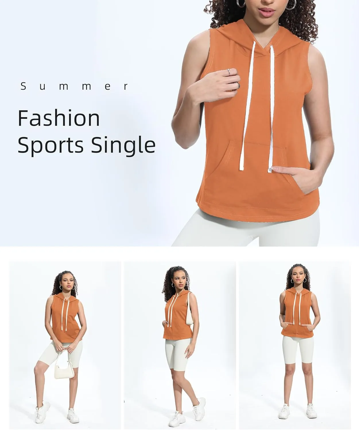 Xeoxarel Women's Sleeveless Tank Top Hoodies Vest with Pockets (S-XL)