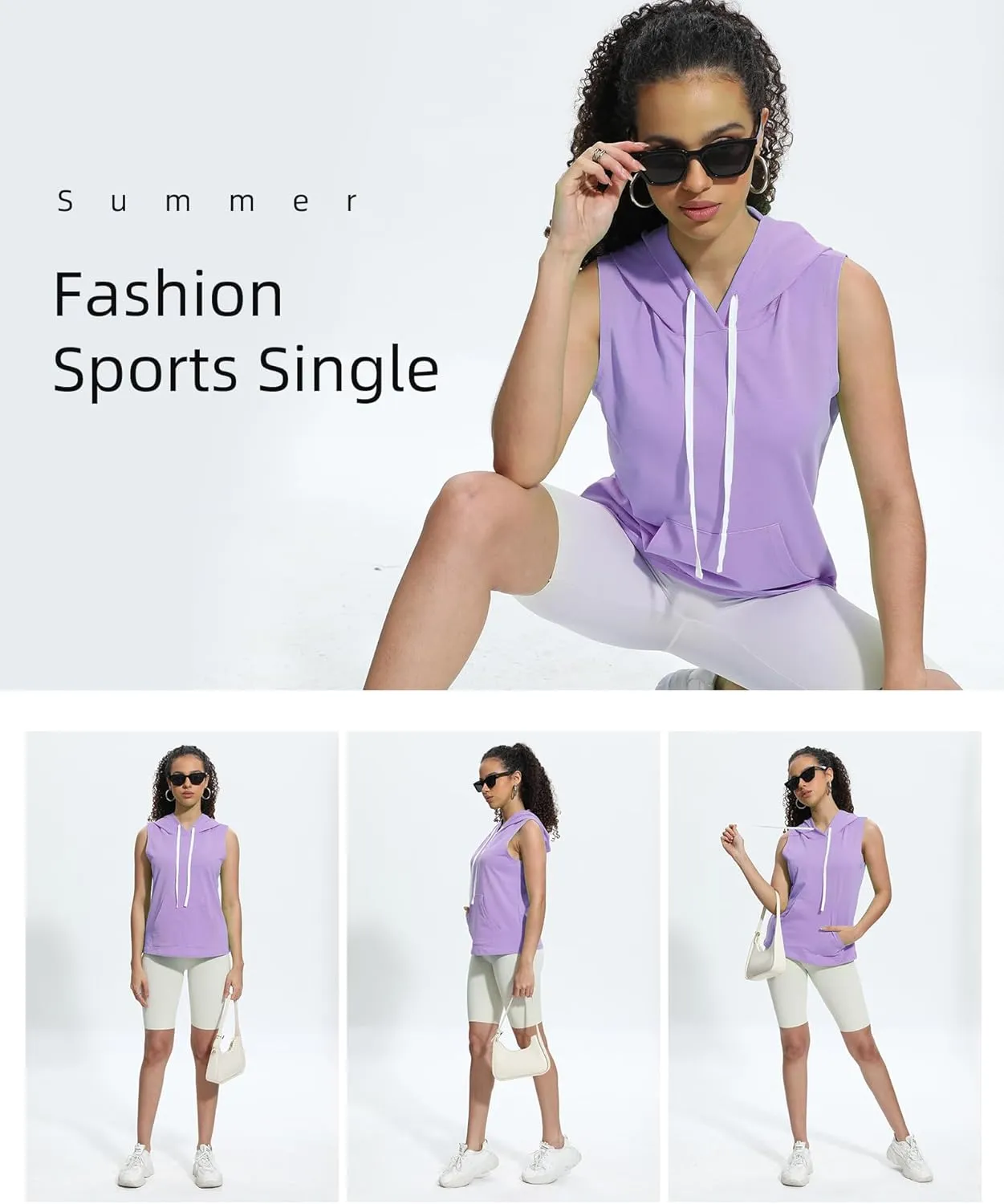 Xeoxarel Women's Sleeveless Tank Top Hoodies Vest with Pockets (S-XL)