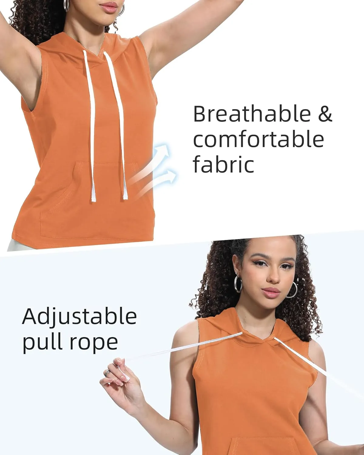 Xeoxarel Women's Sleeveless Tank Top Hoodies Vest with Pockets (S-XL)