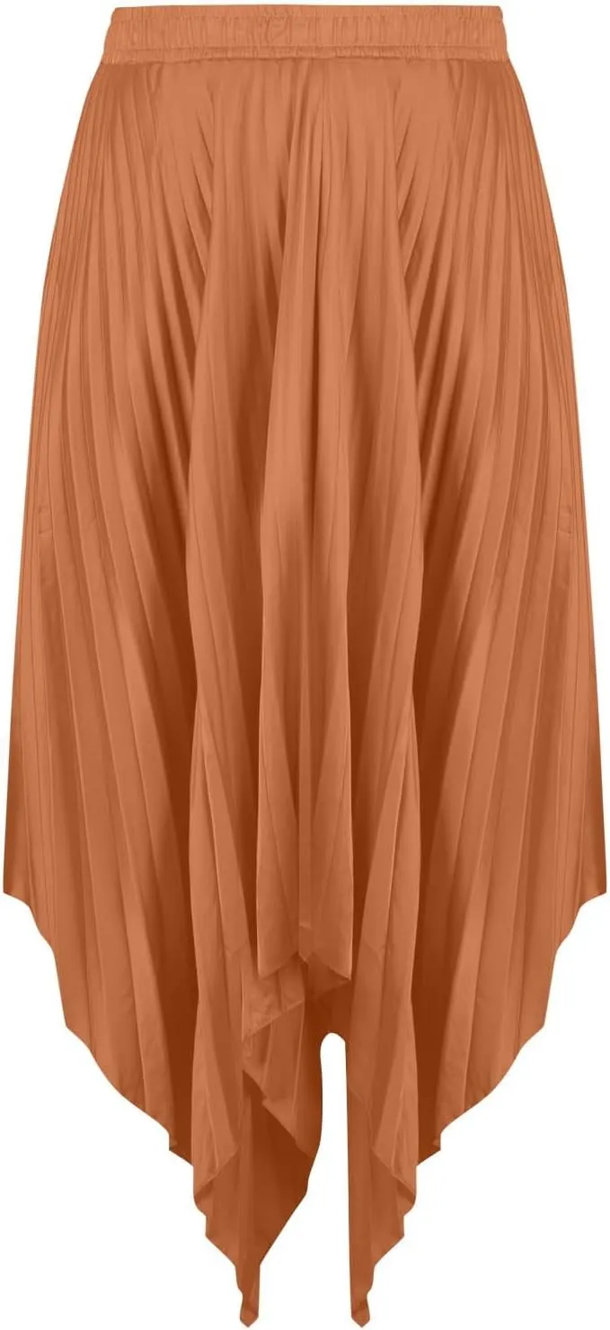 Xiaojmake Pleated Chiffon Skirts for Women High Elastic Waisted Flowy Asymmetrical Skirt Dressy High Low Summer Midi Skirts