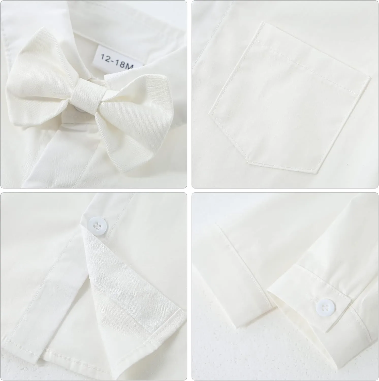 YALLET Toddler Baby Boy Clothes Suit Gentleman Wedding Outfits, Formal Dress Shirt Bowtie Vest Boutonniere Suspender Pants