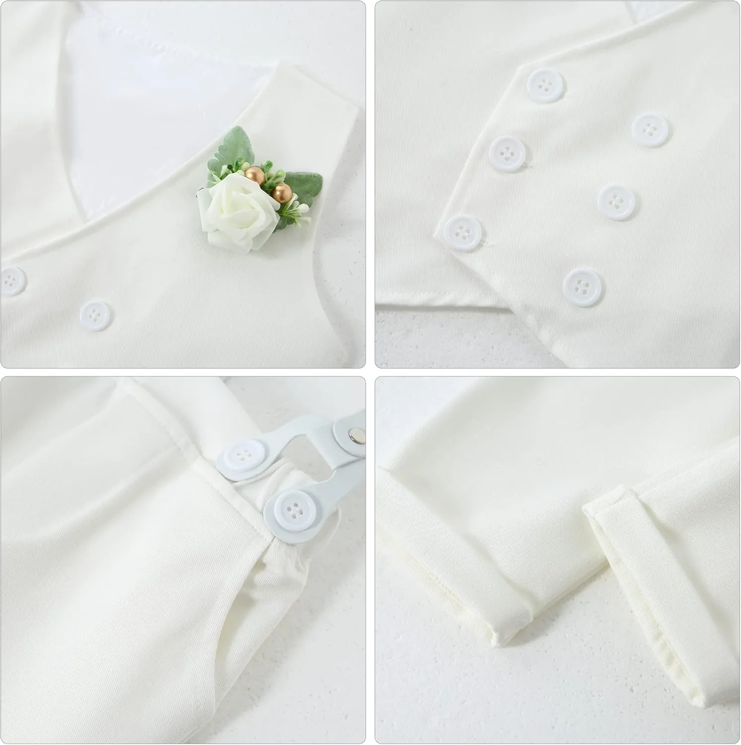 YALLET Toddler Baby Boy Clothes Suit Gentleman Wedding Outfits, Formal Dress Shirt Bowtie Vest Boutonniere Suspender Pants