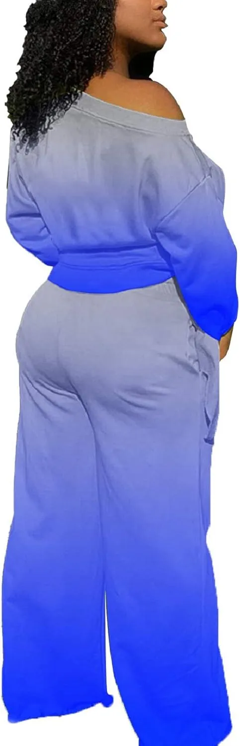 Yiershu Women's 2 Piece Outfits Casual Sweatsuits Long Sleeve Loose Matching Wide Leg Tracksuit Pants Sets with Pockets