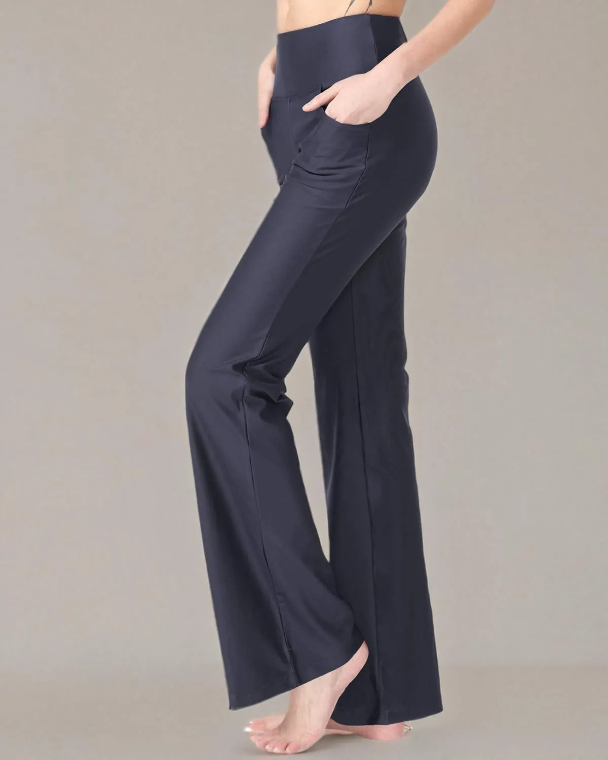 Zeronic Bootcut Yoga Pants for Women with Pockets High Waisted Workout Running Pants Tummy Control Long Bootleg Work Pants