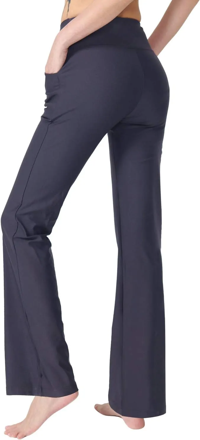Zeronic Bootcut Yoga Pants for Women with Pockets High Waisted Workout Running Pants Tummy Control Long Bootleg Work Pants
